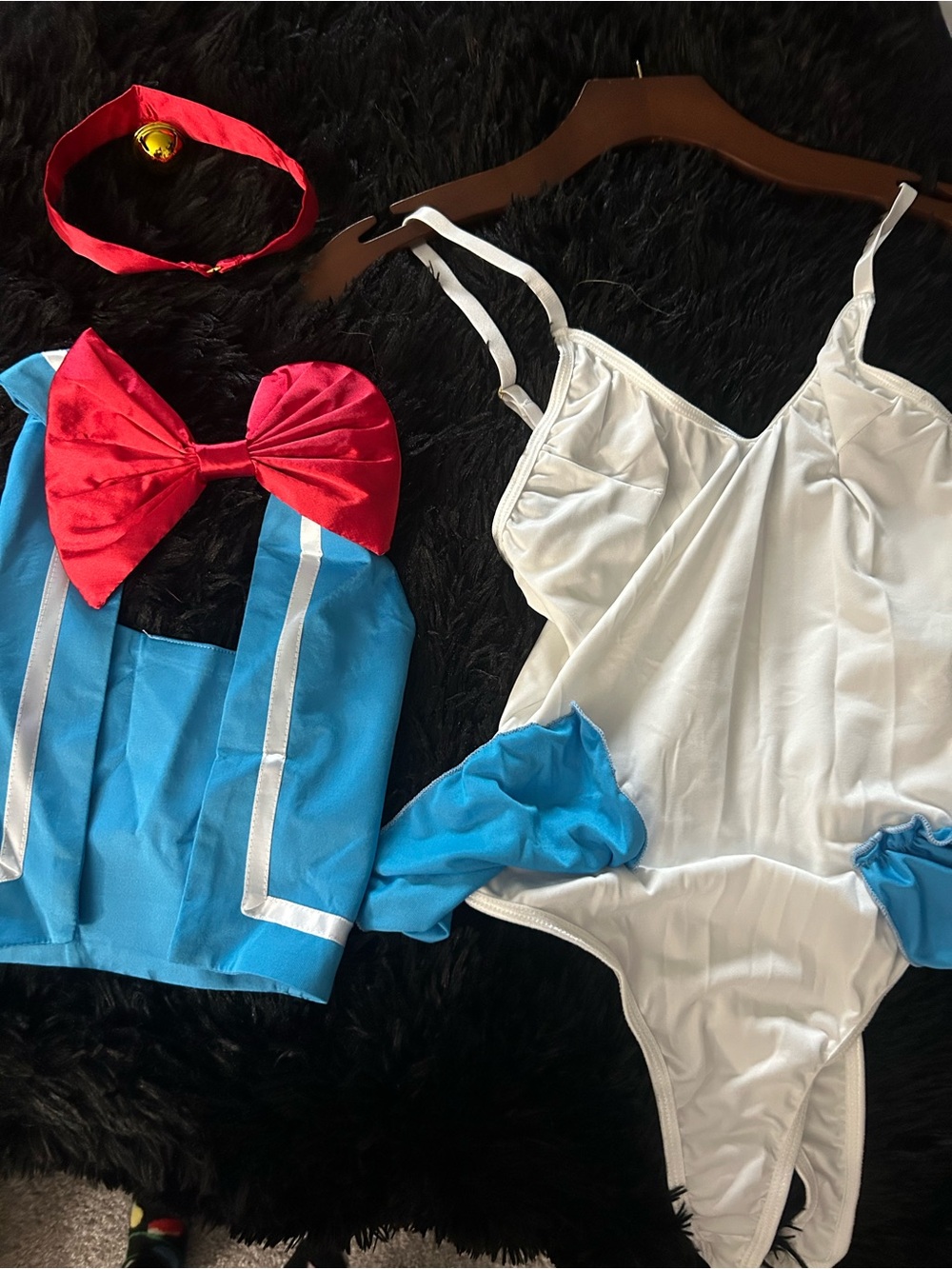 Yandy White and Blue Sailor Moon Bodysuit  Set with Pink Bow 🎀 size small
